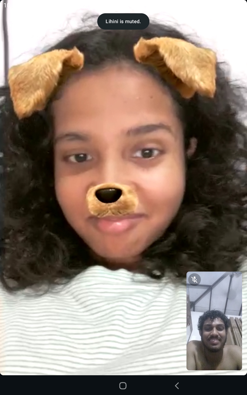 Chuutimanikaa with a cute dog filter on our call