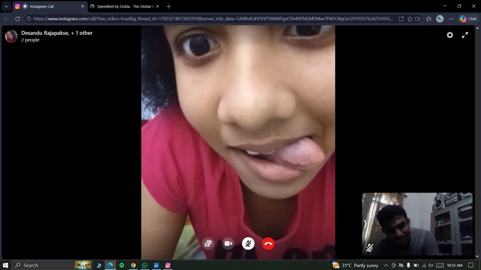 A silly moment from our Instagram call